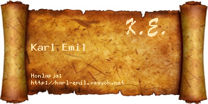 Karl Emil névjegykártya