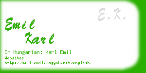 emil karl business card